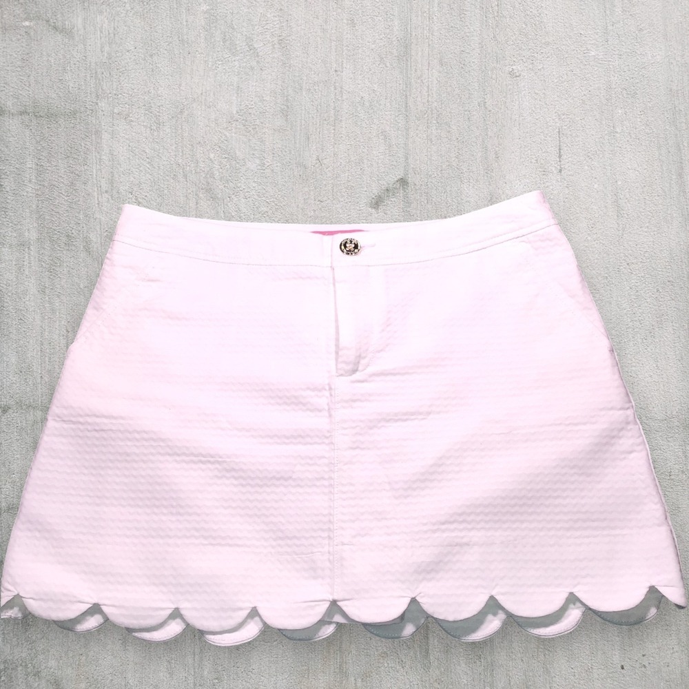 Lilly Pulitzer White Scalloped Hem Skort Textured Mini Size 6 Style 026754